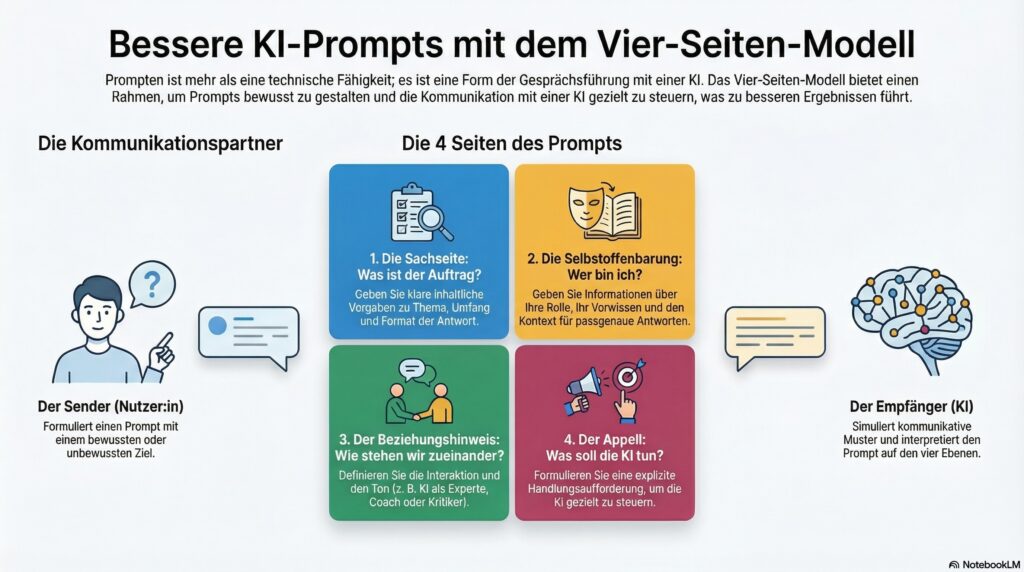 Visualisierung des Vier-Seiten-Modells von Schulz von Thun