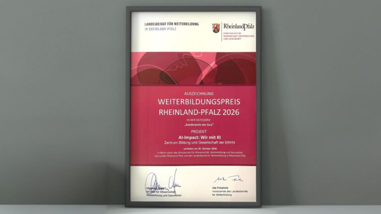 Die Urkunde des Weiterbildungspreises.